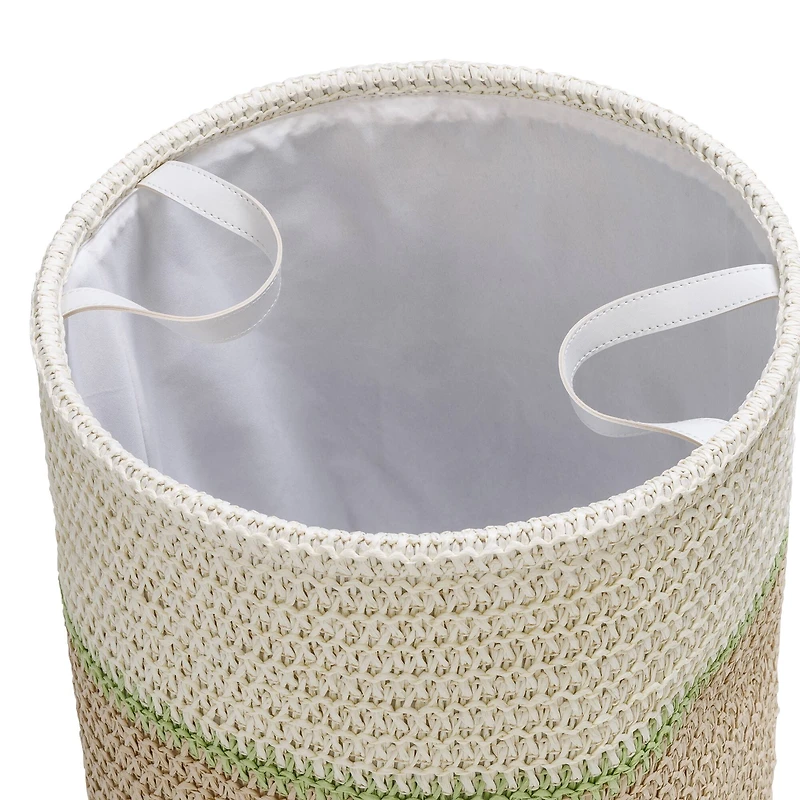 Honey Can Do Green & Beige Small Nesting Paper Straw Baskets with Handles Set