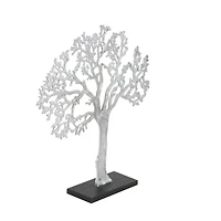 19" Silver Aluminum & Wood Tree-Inspired Contemporary Sculpture