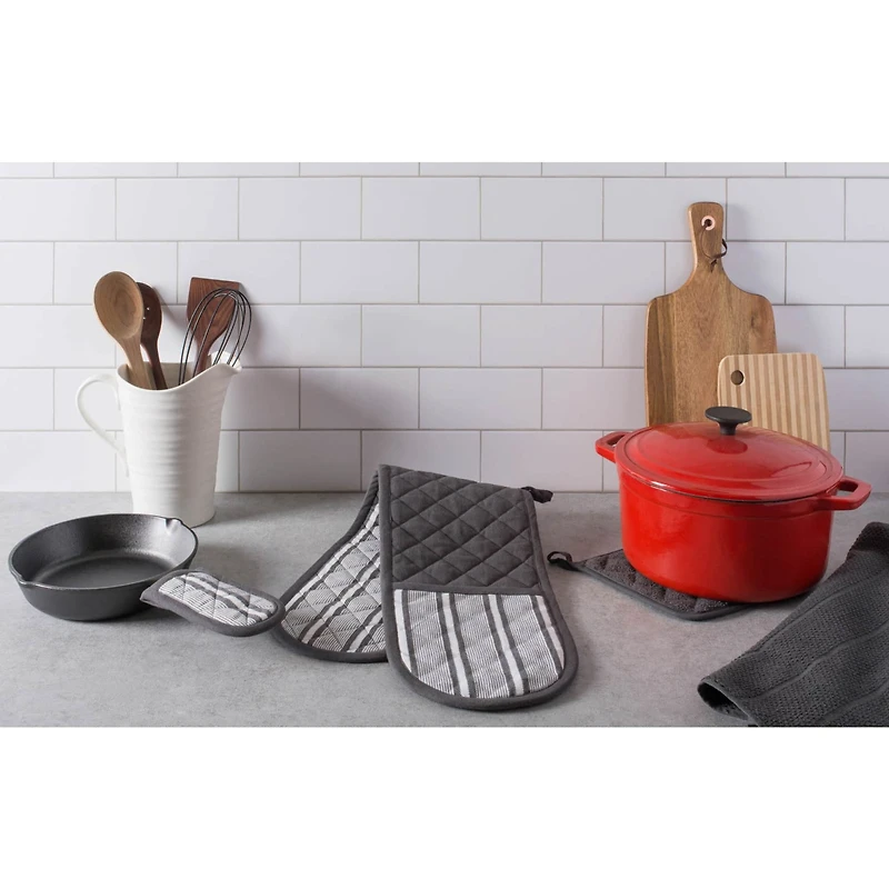 DII® Mineral Gray Stripe Double Oven Mitt