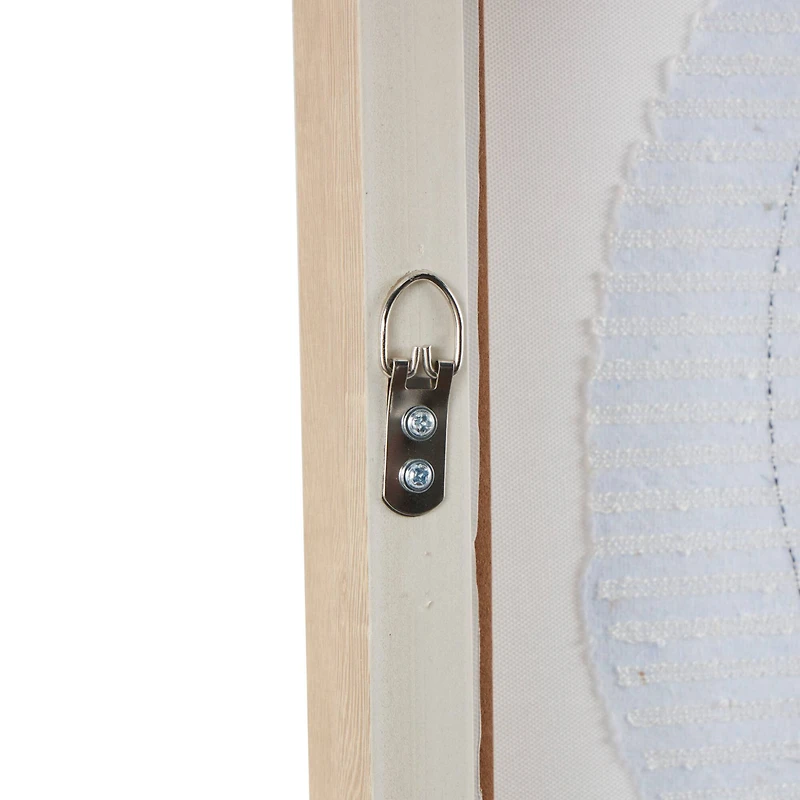 25" x 37" Wooden Geometric Circle Wall Art with White Fabric Detailing