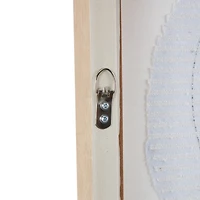 25" x 37" Wooden Geometric Circle Wall Art with White Fabric Detailing