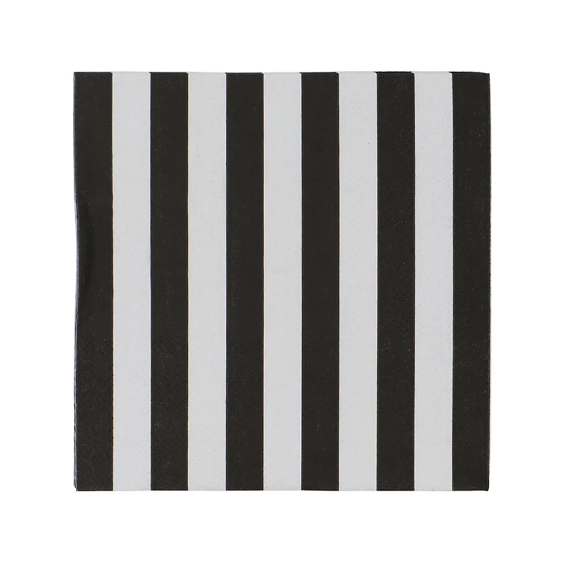 24 Packs: 20 ct. (480 total) Black & White Stripes Beverage Napkins by Celebrate It™