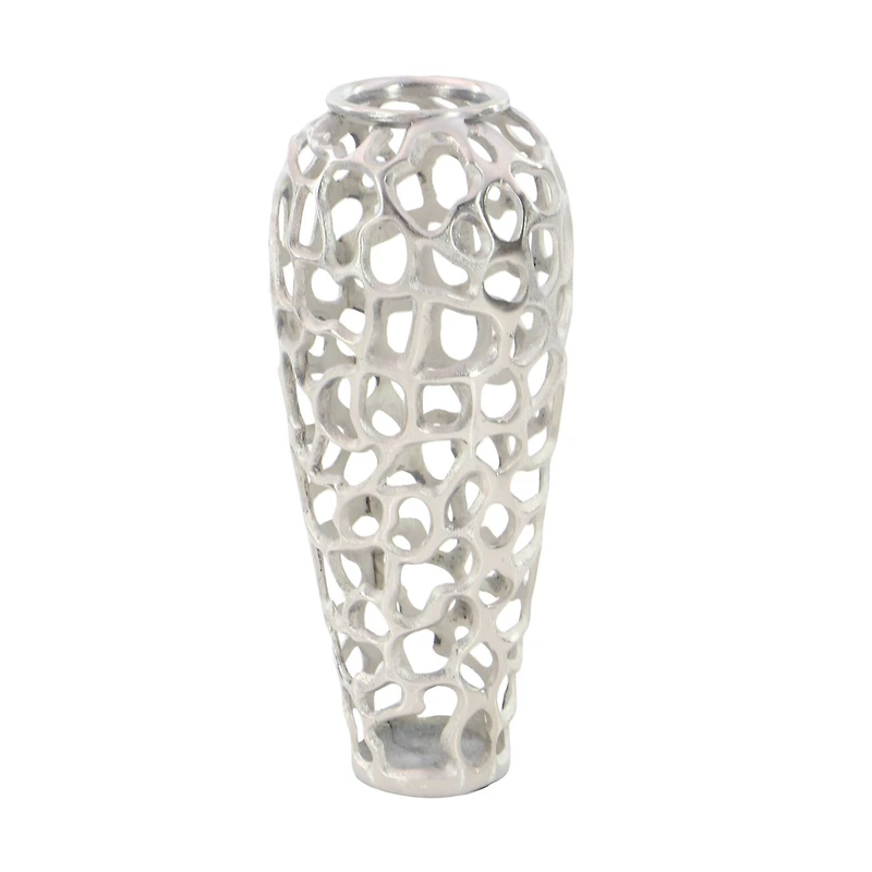 Silver Aluminum Contemporary Vase