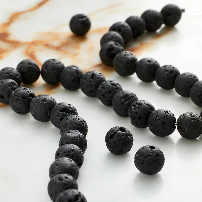 Black Lava Round Beads by Bead Landing™, 6mm