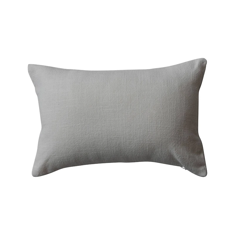 Hello Honey® 14" x 9" Natural & Green Embroidered Christmas Trees Cotton Slub Lumbar Pillow