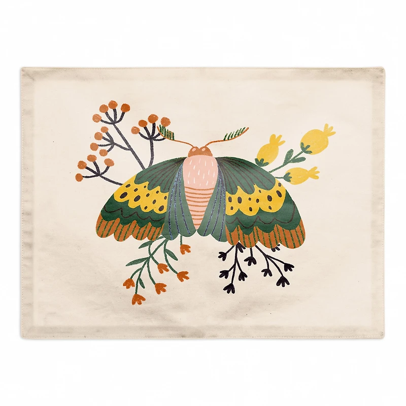 Floral Moth 18" x 14" Cotton Twill Placemat