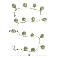 Hello Honey® 6ft. Olive Green Embossed Mercury Glass Ball Ornament Garland