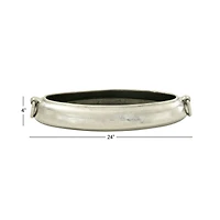 24" Silver Aluminum Contemporary Elongated Bowl