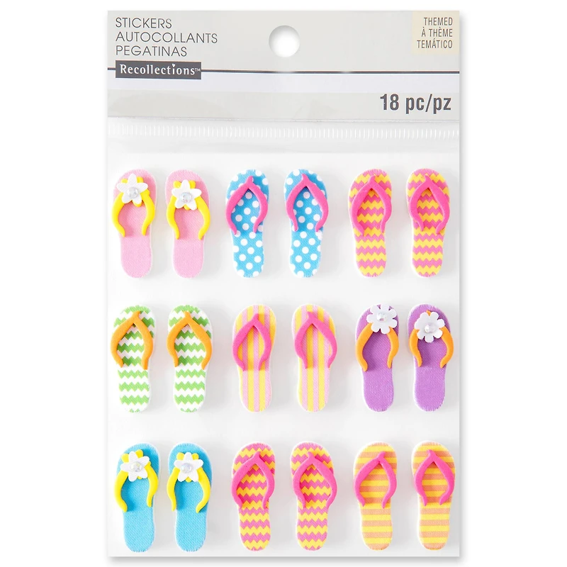 12 Pack: 18 ct. (216 total) Flip Flop Dimensional Stickers by Recollections™ Signature™