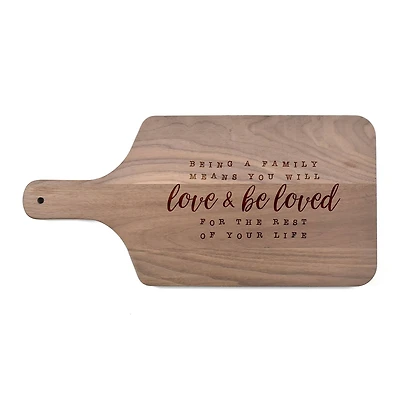 17" Love & Be Loved Walnut Paddle Cutting Board