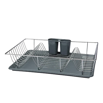 Kitchen Details 3-Piece Chrome Dish Rack with Tray