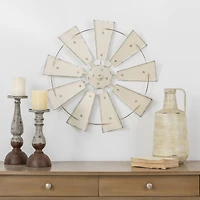 Glitzhome® 22" Beige Metal Wind Spinner Wall Décor