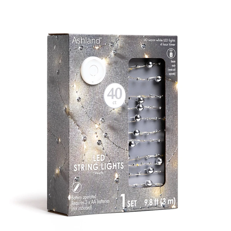 12 Pack: 40ct. Warm White Silver Pearl LED String Lights by Ashland®