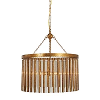 Gold Iron Glam Drum Chandelier, 25" x 22" x 22"