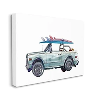 Stupell Industries Retro Beach Cruiser with Surfboard Minimal Illustration Canvas Wall Art