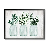 Stupell Industries Kitchen Herb Trio Garden Spices Country Glass Jars Framed Wall Art