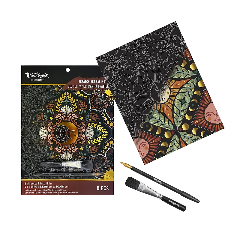 Brea Reese™ 9" x 12" Fall Moon & Sun Scratch Art Paper Pad