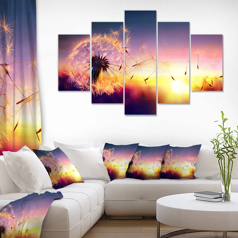 Designart - Dandelion at Sunset Freedom to Wish - Contemporary Wall Art Canvas
