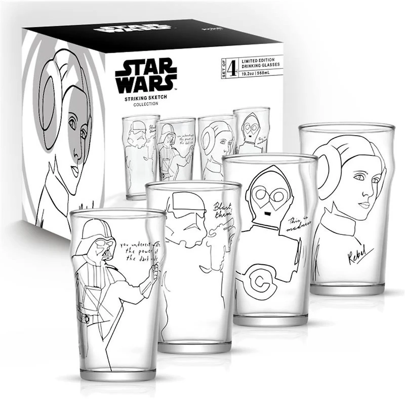 JoyJolt® Star Wars™ 19oz. Striking Sketch Characters Collection Pint Mug Set, 4ct.