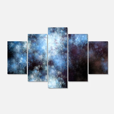 Designart - Blue White Starry Fractal Sky - Contemporary Art on Canvas