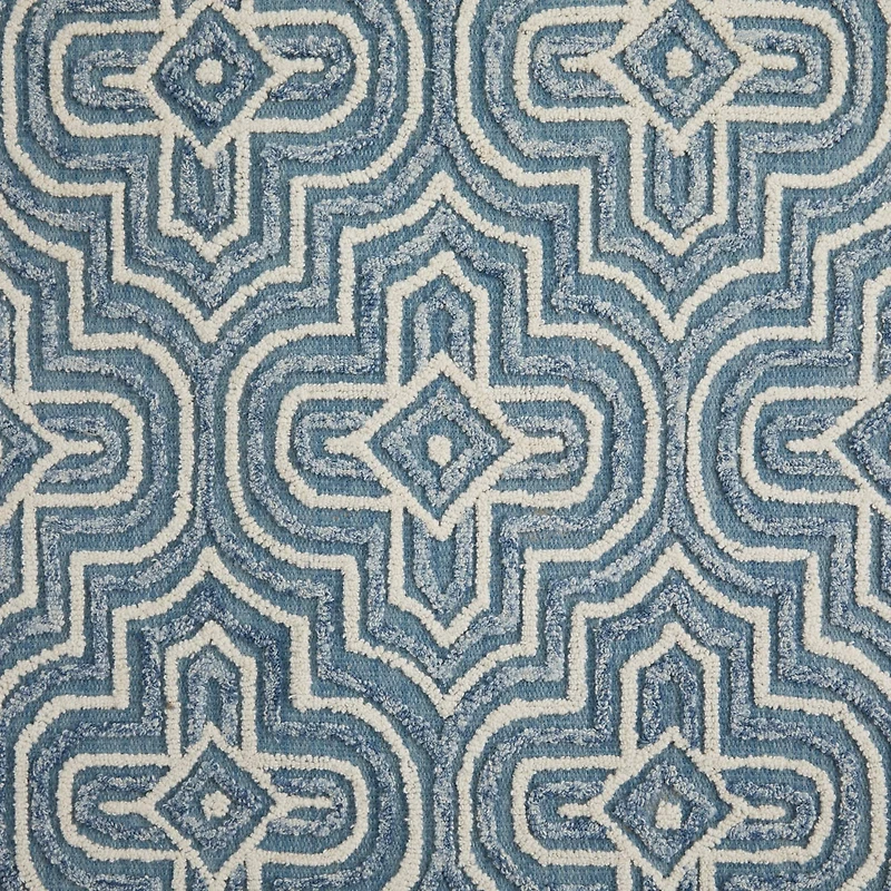 Blue Wool Modern Hand Hooked Rug