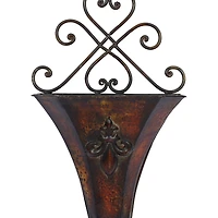 Brown Metal Traditional Planter Set