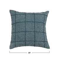 Hello Honey® Blue Grid Embroidered Throw Pillow