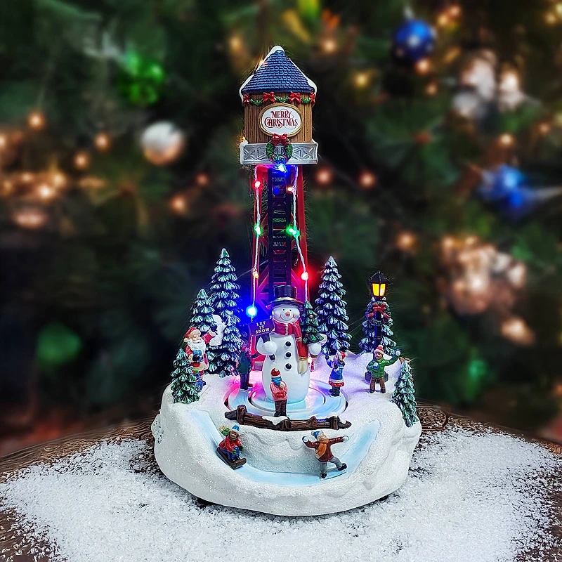 Moments in Time 13.58”H Animated Merry Christmas Water Tower