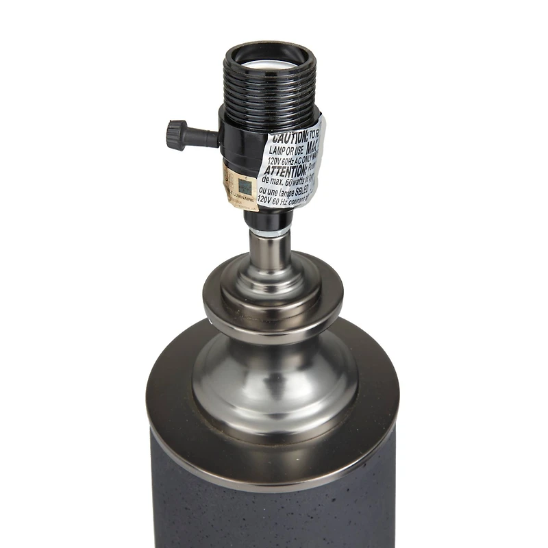 Black Cement Modern Table Lamp, 24" x 14" x 14"