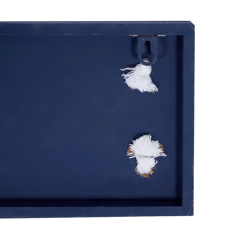 Coastal Blue and White Wood and Metal Welcome Sign, 6" x 32" x 2"