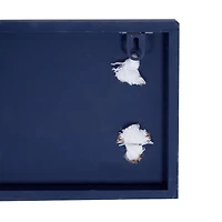 Coastal Blue and White Wood and Metal Welcome Sign, 6" x 32" x 2"