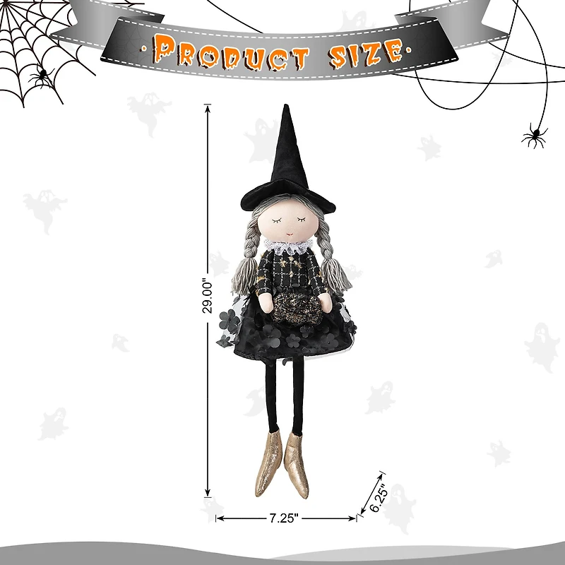 Glitzhome® 29" Halloween Fabric Dressed Witch Sitter