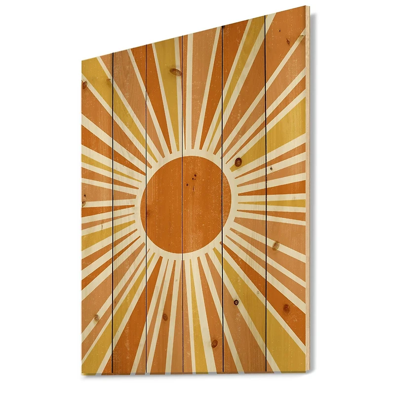 Designart - Minimalist Bright Shining Orange Sun Rays I