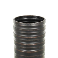 Bronze Ribbed Tall Cone Floor Vase with Horizontal Grooves Set