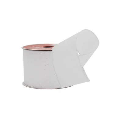 2.5" x 20ft. White Glitter Taffeta Wired Ribbon by Celebrate It®