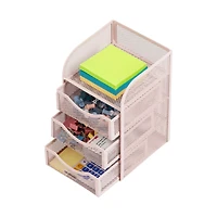 Mind Reader Pink 3 Drawers Mini Desk Office Supplies Organizer