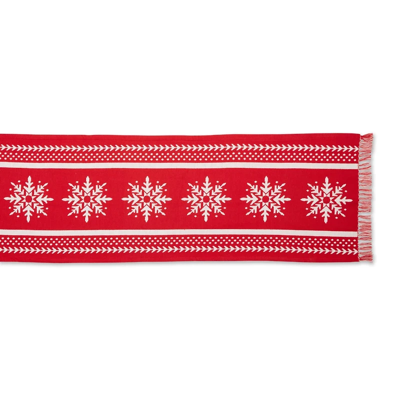 DII® 72" Nordic Snowflake Stripe Jacquard Table Runner