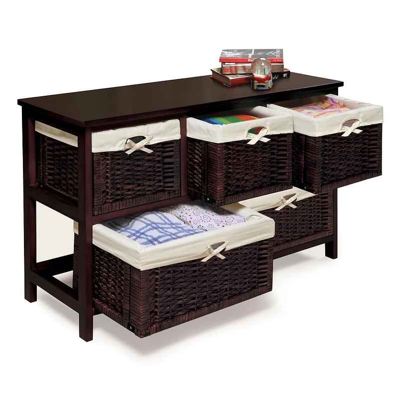 Badger Basket Espresso Five Wicker Basket Storage Unit