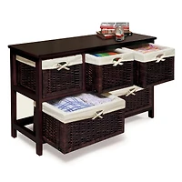Badger Basket Espresso Five Wicker Basket Storage Unit