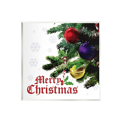 Stupell Industries Merry Christmas Snowflake Pattern Wall Plaque Art