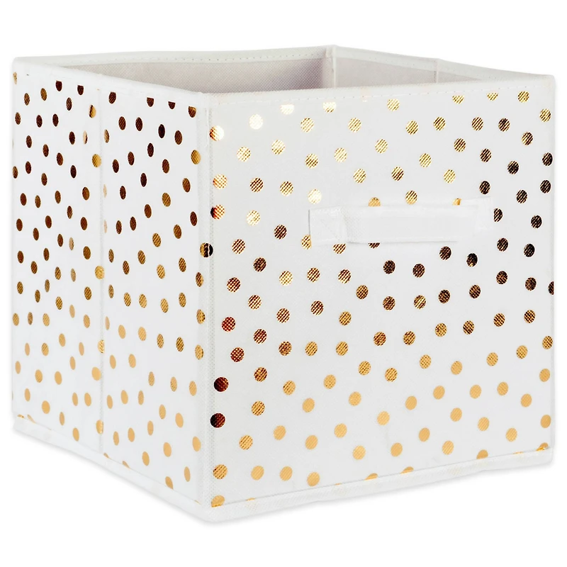 DII® 11" Nonwoven Polyester White & Gold Small Dots Storage Cube, 2ct.