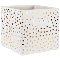 DII® 11" Nonwoven Polyester White & Gold Small Dots Storage Cube, 2ct.