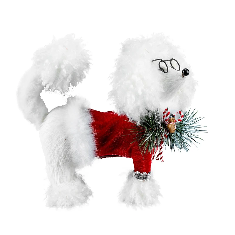 7" White Poodle in Holiday Sweater Décor by Ashland®