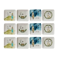 Hello Honey Round Speckled Hand-Painted Stoneware Plate, Set of 12