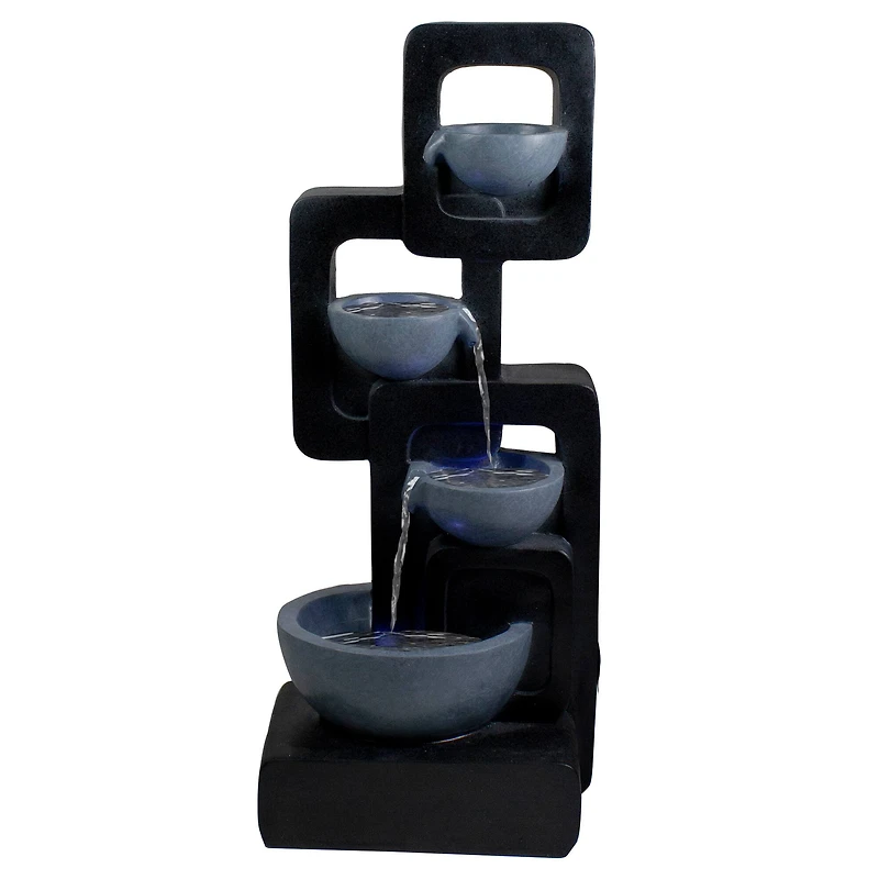 32" Black & Gray 4-tier Modern Outdoor Garden Water Fountain