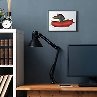 Stupell Industries Dachshund Flying in Hot Dog Plane Wall Art in Black Frame