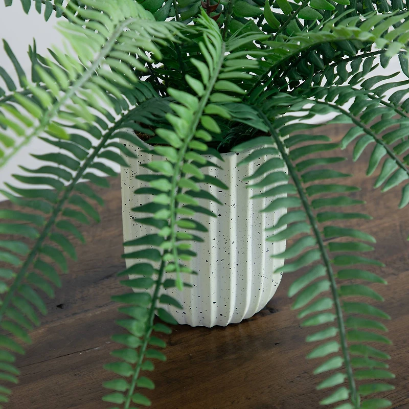 16" Artificial Boston Fern Plant in Decorative Cement Planter