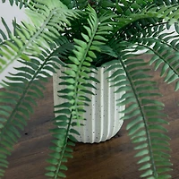 16" Artificial Boston Fern Plant in Decorative Cement Planter