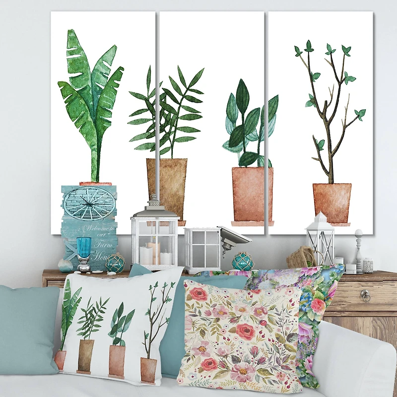 Designart - Duo of Potted Flowers House Plants