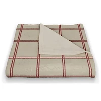 Cream and Red Check Coral Fleece Blanket